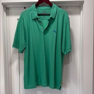 Tommy Bahama Green Polo Shirt Pique Knit Short Sleeve